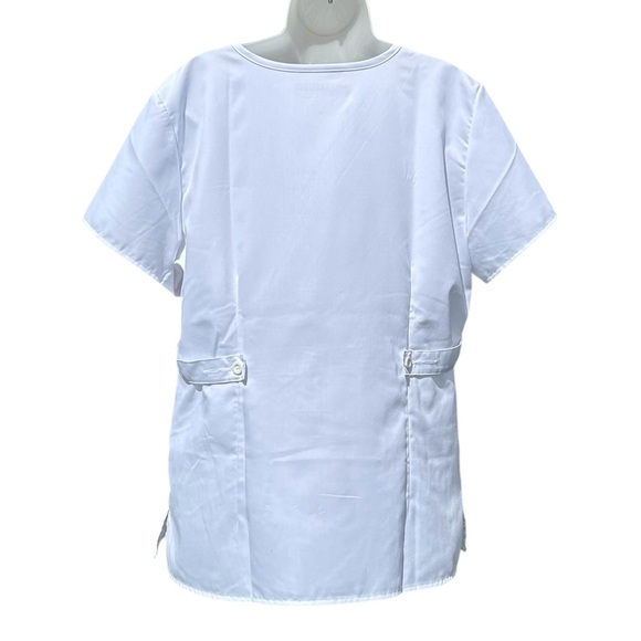 GREY'S ANATOMY Barco Womens Sz XL  White 3 Pocket Mock Wrap Style 4153 Scrub Top - Picture 3 of 8